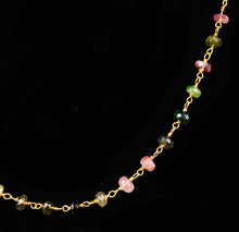 Load image into Gallery viewer, Gold- Filler Wire Tourmaline Rondelle Multi Color Necklace - Elegant Elements By Kelly