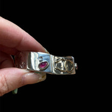 Load image into Gallery viewer, Custom Sterling Silver & Brass Double Horseshoe w/ Bezel Watermelon Tourmaline - Elegant Elements By Kelly-left side