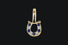 Load image into Gallery viewer, 14K Gold Sapphires & Diamonds Tiny Delicate Horseshoe Necklace - Elegant Elements By Kelly