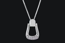 Load image into Gallery viewer, Sterling Silver Small Oxbow Cubic Zirconia Stirrup Necklace - Elegant Elements By Kelly