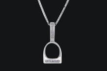 Load image into Gallery viewer, Sterling Silver Small Cubic Zirconia English Stirrup Necklace - Elegant Elements By Kelly