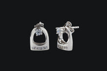 Load image into Gallery viewer, 14K Gold Diamond Stud Earrings with Small English Stirrup Jackets - Elegant Elements By Kelly
