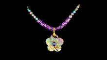 Load image into Gallery viewer, Abalone Flower Necklace with Amethyst & Blue Ethiopian Opal - Elegant Elements By Kelly