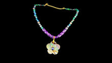 Load image into Gallery viewer, Abalone Flower Necklace with Amethyst & Blue Ethiopian Opal - Elegant Elements By Kelly