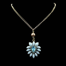 Load image into Gallery viewer, Turquoise Beads & Cubic Zirconia Pendant With Gold Tone Chain - Elegant Elements By Kelly