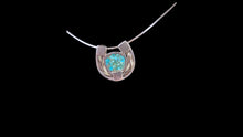 Load image into Gallery viewer, Custom Sterling Silver Horseshoe Horsehair Necklace with Kingman Turquoise - Elegant Elements By Kelly
