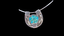 Load image into Gallery viewer, Custom Sterling Silver Horseshoe Horsehair Necklace with Kingman Turquoise - Elegant Elements By Kelly