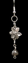 Load image into Gallery viewer, Sterling Silver Delicate Flower with Chocolate & Platinum Moonstone Single Triangle Earring - Elegant Elements By Kelly
