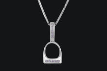 Load image into Gallery viewer, Sterling Silver Small Cubic Zirconia English Stirrup Necklace - Elegant Elements By Kelly