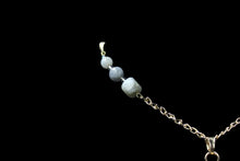 Load image into Gallery viewer, Gold Tone Large Circle Crystal Pendant With Labradorite And Gold Tone Chain - Elegant Elements By Kelly