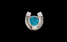Load image into Gallery viewer, Custom Sterling Silver Horseshoe Horsehair Necklace with Kingman Turquoise - Elegant Elements By Kelly