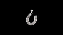 Load image into Gallery viewer, Custom Sterling Silver Horseshoe Horsehair Pendant with Princess Cut Gemstone Accents - Elegant Elements By Kelly