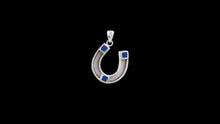 Load image into Gallery viewer, Custom Sterling Silver Horseshoe Horsehair Pendant with Princess Cut Gemstone Accents - Elegant Elements By Kelly