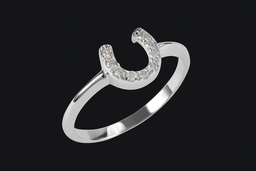 Sterling Silver Cubic Zirconia Horseshoe Ring