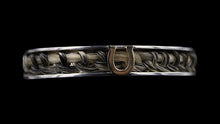 Load image into Gallery viewer, Custom Sterling Silver &amp; 10K Gold Horseshoe Horsehair Cuff Equestrian Bracelet - Elegant Elements By Kelly
