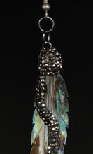 Load image into Gallery viewer, Abalone Feather Earring With Platinum Crystals
