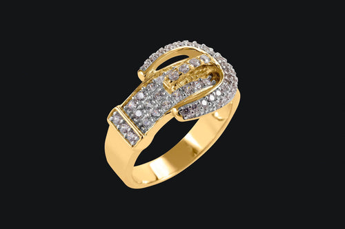14K Diamond Pave` Buckle Ring - Elegant Elements By Kelly