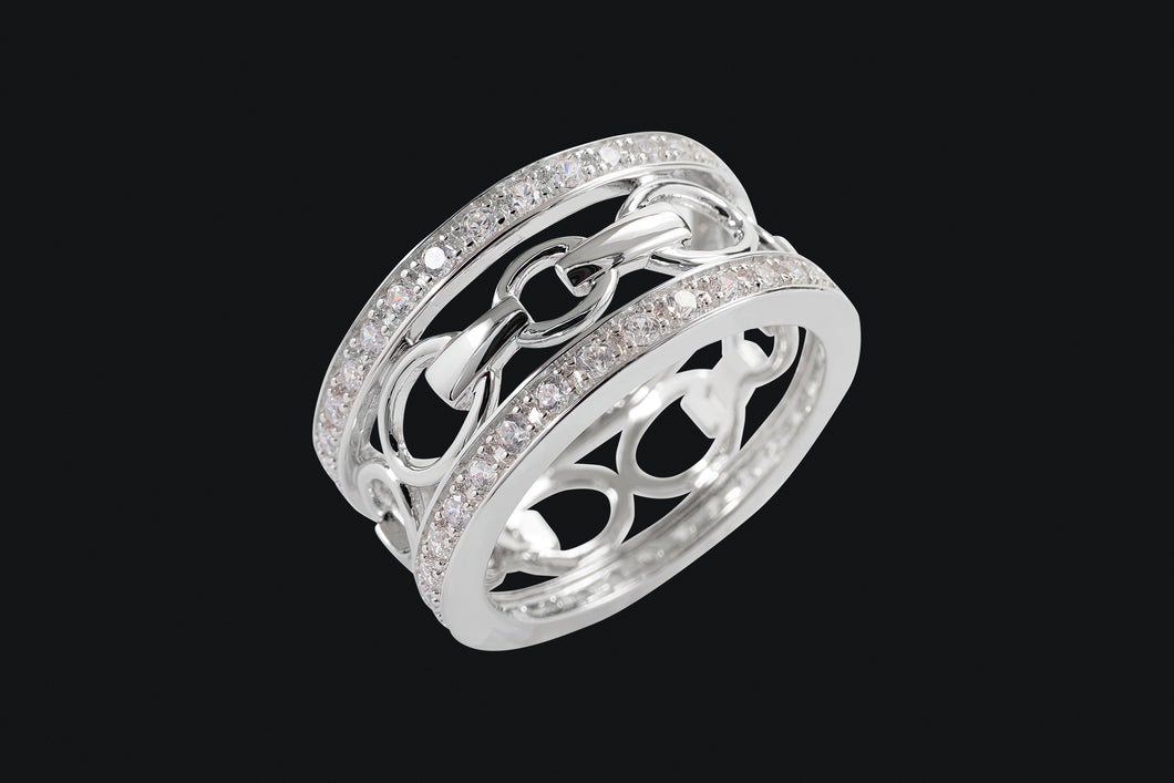 Sterling Silver Wide Band Bit Ring