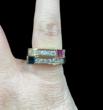 Load image into Gallery viewer, 14K Yellow Gold Sapphire &amp; Rhodolite Garnet &amp; Diamond Stackable Rings
