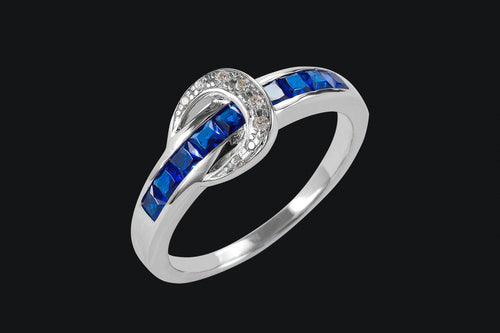 Sterling Silver Small Blue Contemporary Buckle Ring - Elegant Elements By Kelly