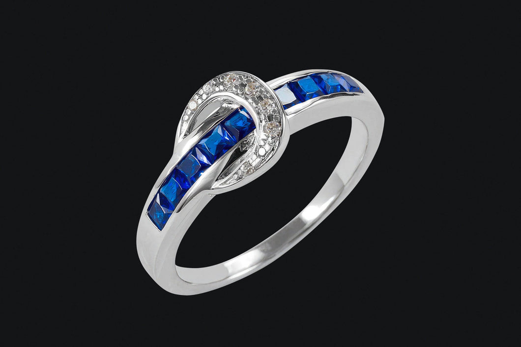 Sterling Silver Small Blue Contemporary Buckle Ring - Elegant Elements By Kelly