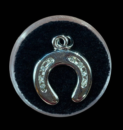 Silver Plated Horseshoe Charm With Cubic Zirconia - Elegant Elements By Kelly