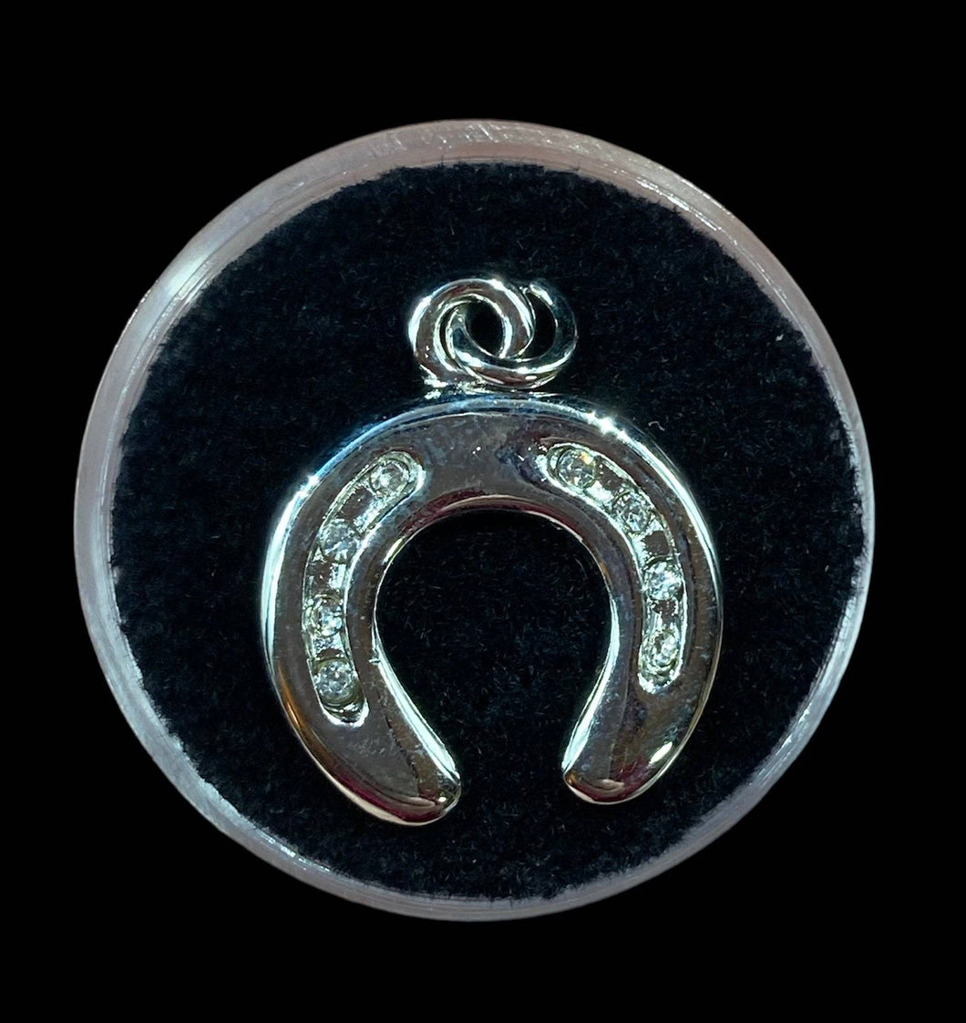 Silver Plated Horseshoe Charm With Cubic Zirconia - Elegant Elements By Kelly