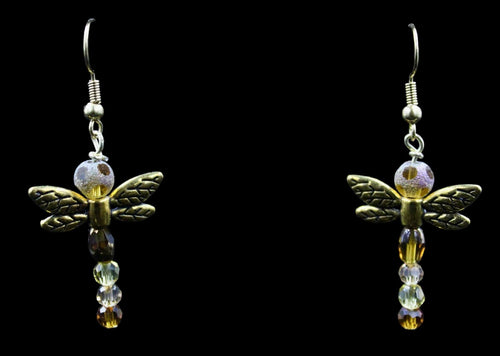 Amber Multi Color Crystal Dragonfly Earrings - Elegant Elements By Kelly