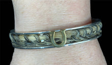 Load image into Gallery viewer, Custom Sterling Silver &amp; 10K Gold Horseshoe Cuff Equestrian Bracelet - Elegant Elements By Kelly
