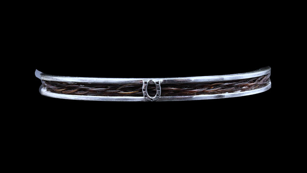Custom Sterling Silver Tiny Horseshoe or Snaffle Horsehair Channel Cuff Bracelet - Elegant Elements By Kelly