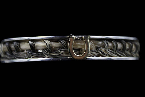 Custom Sterling Silver & 10K Gold Horseshoe Cuff Equestrian Bracelet - Elegant Elements By Kelly