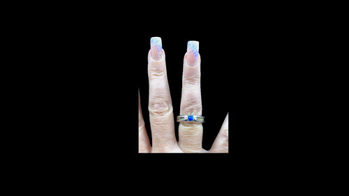 Custom Sterling Silver Equestrian Horsehair Inlay Ring with Synthetic Opal - Elegant Elements By Kelly