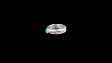 Load image into Gallery viewer, Custom Sterling Silver Equestrian Horsehair Inlay Ring with Synthetic Opal - Elegant Elements By Kelly
