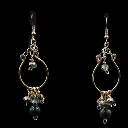 Rose Tone Tiger-Eye Chandelier Earrings - Elegant Elements By Kelly