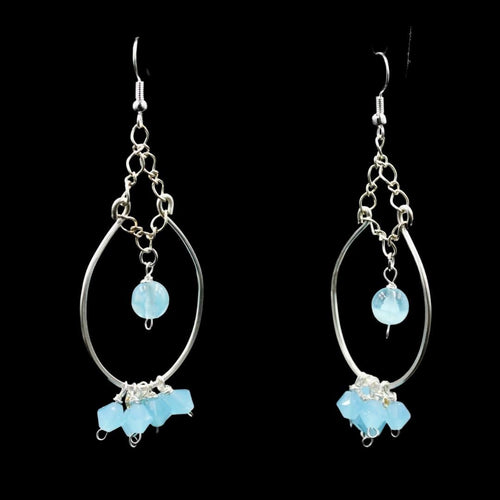 Sterling Silver Plated Powder Blue Earrings - Elegant Elements By Kelly
