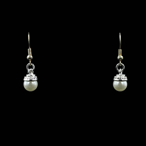 Silver Tone Faux Pearl Drop Dangle Earrings - Elegant Elements By Kelly