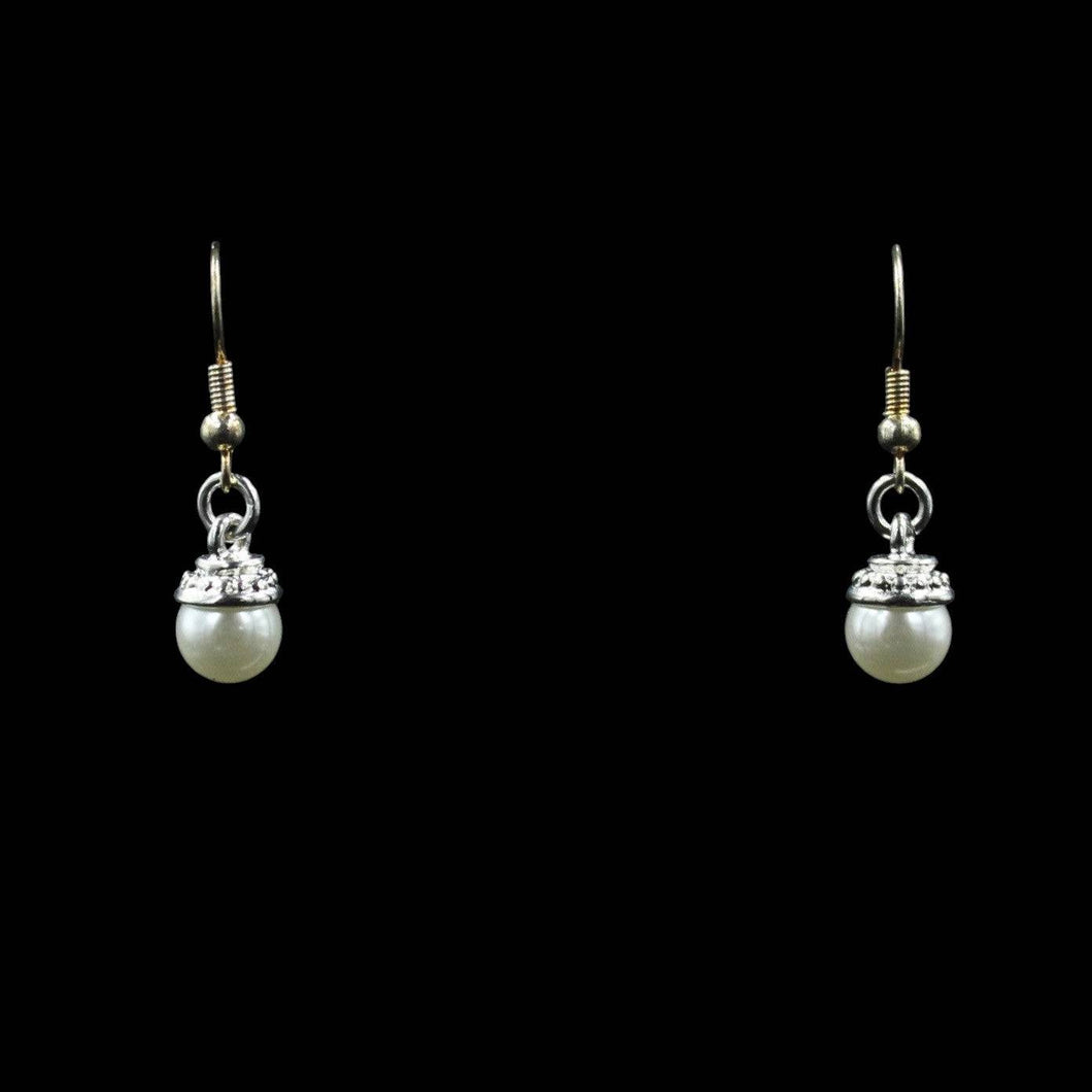 Silver Tone Faux Pearl Drop Dangle Earrings - Elegant Elements By Kelly