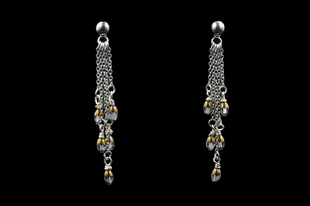 Silver Plated Gold Ombre Bead Crystal Earrings