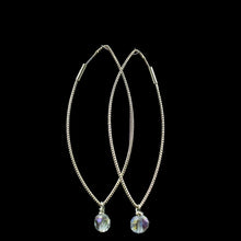 Load image into Gallery viewer, Gold Plated Open Marque Shape Earring w/ Iridescent Swarovski Crystal Bead
