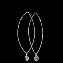 Load image into Gallery viewer, Gold Plated Open Marque Shape Earring w/ Iridescent Swarovski Crystal Bead
