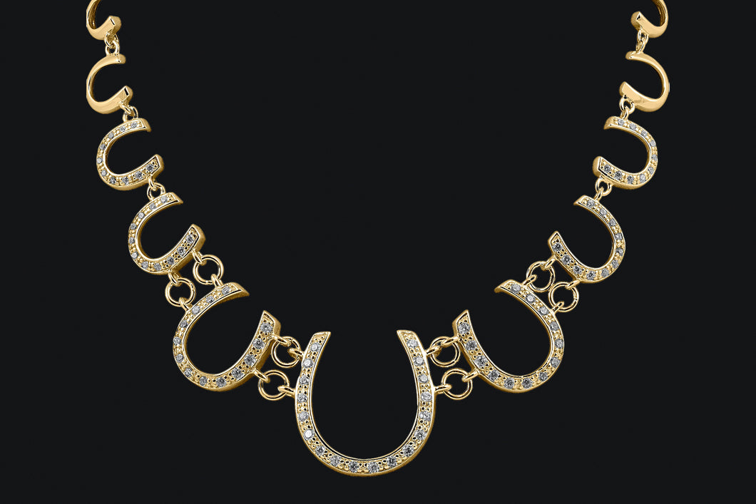 14K Gold Multi. Diamond Horseshoe Necklace