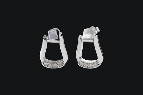 Sterling Silver Oxbow Stirrup Cubic Zirconia Post Earrings - Elegant Elements By Kelly