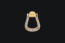 Load image into Gallery viewer, 14K Gold Diamond Oxbow Stirrup Necklace
