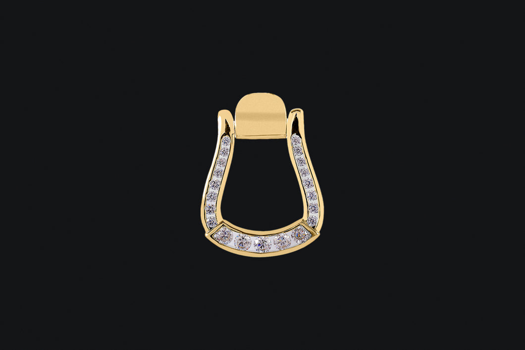 14K Gold Diamond Oxbow Stirrup Necklace
