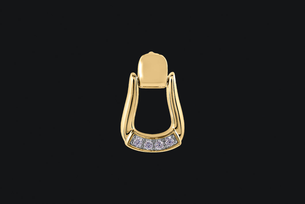 14K Gold Small Oxbow Diamond Stirrup Necklace