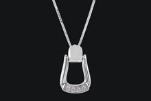 Load image into Gallery viewer, Sterling Silver Small Oxbow Cubic Zirconia Stirrup Necklace
