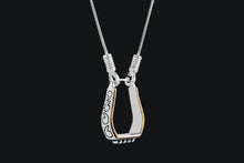 Load image into Gallery viewer, Sterling Silver &amp; Gold Overlay Engraved Western Stirrup
