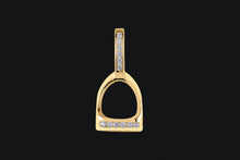 Load image into Gallery viewer, 14K Gold Large Diamond English Stirrup Necklace - Elegant Elements By Kelly
