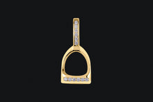 Load image into Gallery viewer, 14K Gold Large Diamond English Stirrup Necklace
