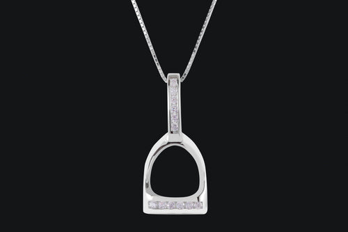 Sterling Silver Large Cubic Zirconia English Stirrup Necklace - Elegant Elements By Kelly